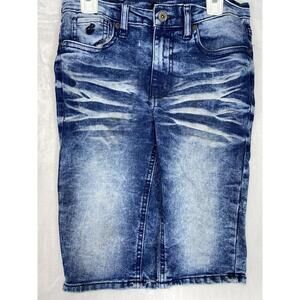 Rocawear jean shorts Size 14 Streetwear Whiskering Distressed Embroidered Jorts